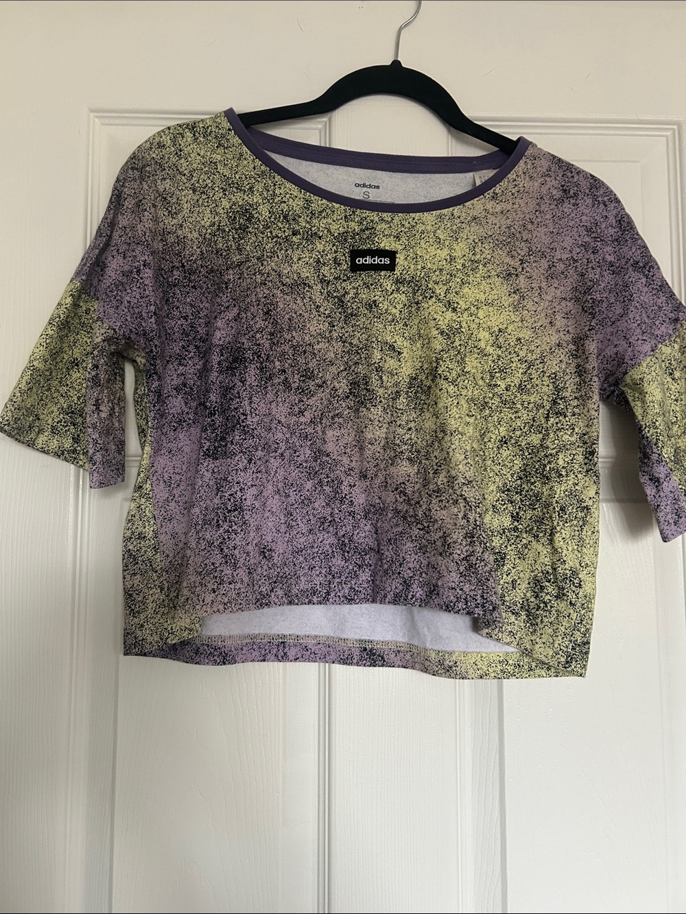 adidas Lavender & Yellow Speckled Cropped Tee - Picture 2 of 3